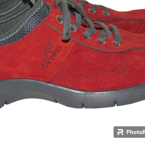 Dansko Elisa Red Suede Lace Up Athletic Oxford Sneakers Size 37 US Size 6.5-7